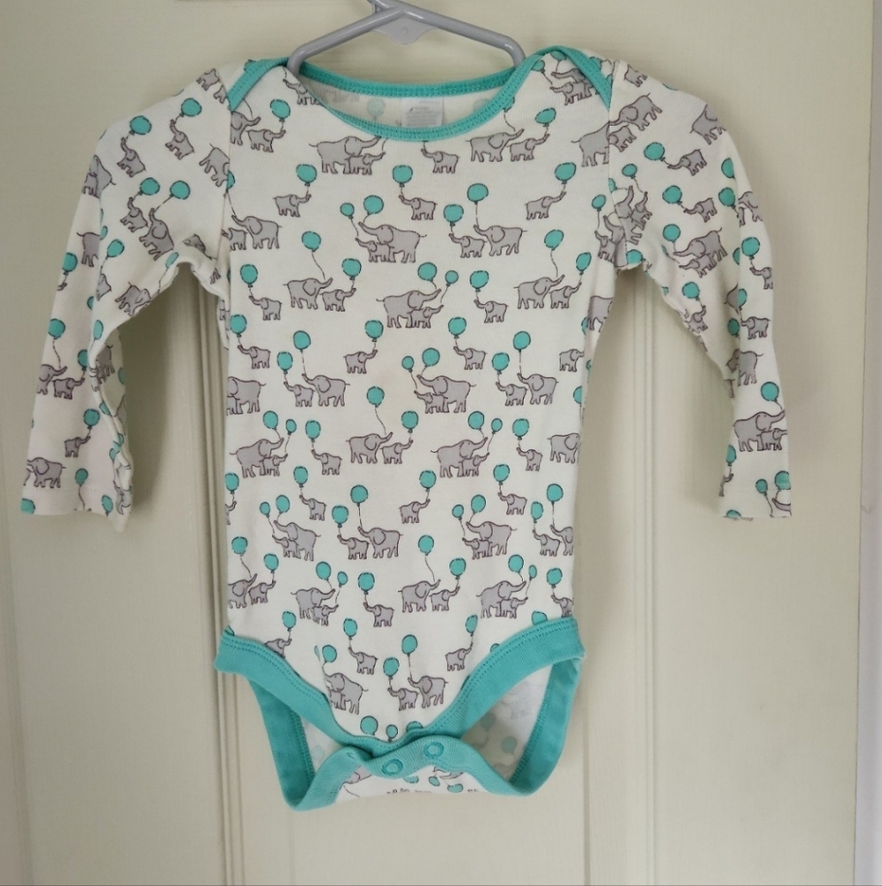 Elephant Print Kids One Piece - Cream and Green
